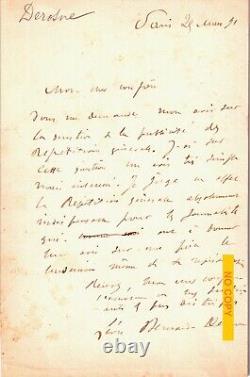 25/03/1891 Letter Written And Signed By Jean Bernard Derosne Man Of Letters