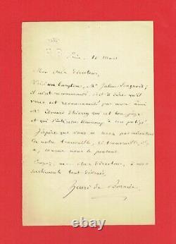 346a-letter Autograph Signed-born Henri-poet-(1825-1901)