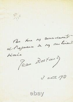 364a-letter Signed Autograph-jean Rostand-écrivan-3 August 1951