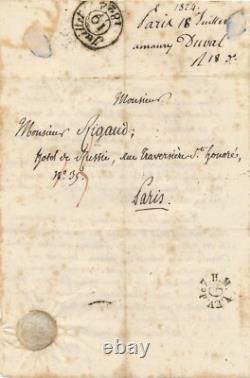 AMAURY DUVAL signed autograph letter to A. Rigaud Philosophical Decade Orloff