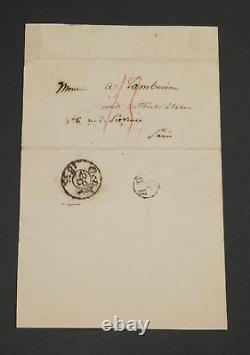Achille Devéria - Autographed letter signed to A Tamburini, and study drawing of hands.