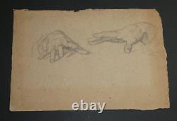 Achille Devéria - Autographed letter signed to A Tamburini, and study drawing of hands.