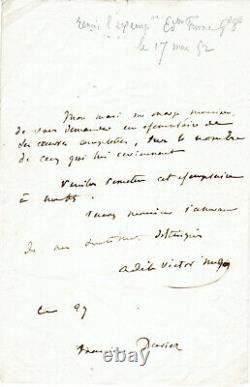 Adele Foucher / Victor Hugo Signed Autograph Letter Complete Works Duriez