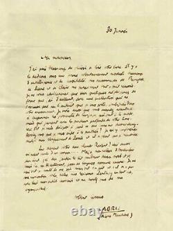 Albert Camus Signed Autograph Letter To A Novelist. January 1950