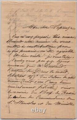 Albert DAWANT Autographed Letter Signed to Henry Lapauze and the Russian Empire