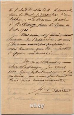 Albert DAWANT Autographed Letter Signed to Henry Lapauze and the Russian Empire