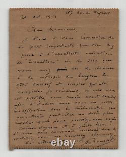 Albert Roussel Autographed Letter Regarding His Symphony Évocations 1919