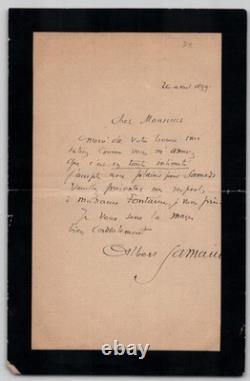 Albert Samain, autograph letter signed to A. Fontaine, social invitation, 1899