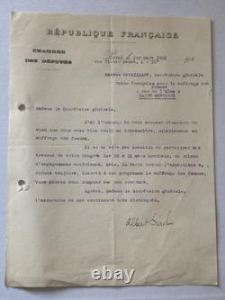 Albert Sérol Signed letter 1932 Women’s suffrage Saint-Étienne Deputy