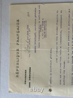 Albert Sérol Signed letter 1932 Women’s suffrage Saint-Étienne Deputy