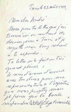 Alberto Giacometti Autographed Letter Signed To André Breton Surrealism 1959