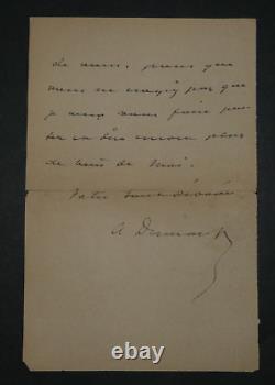 Alexandre Dumas son Autographed Letter of Thanks, 2 pages