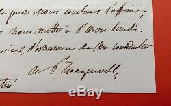 Alexis De Tocqueville Autograph Letter Signed