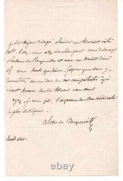 Alexis De Tocqueville Autograph Letter Signed Philosopher And Politician