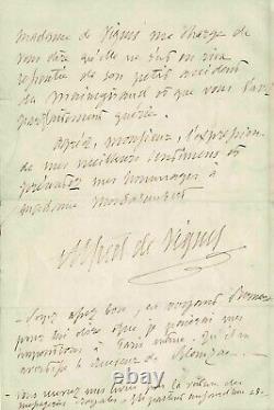 Alfred De Vigny Signed Autograph Letter / 4 Pages / La Maine-giraud. 1847