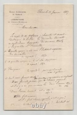 Alfred RICHE Autographed letter signed to a friend Biography of Wurtz 1887