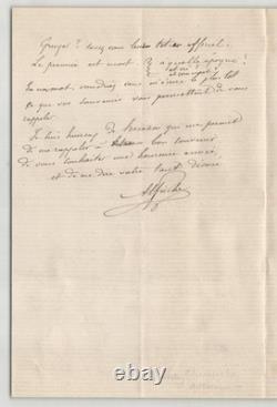 Alfred RICHE Autographed letter signed to a friend Biography of Wurtz 1887