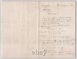 Alfred RICHE Autographed letter signed to a friend Biography of Wurtz 1887