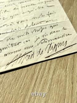 Alfred de Vigny: beautiful signed autograph letter, 1838