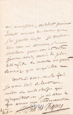 Alfred de Vigny: beautiful signed autograph letter, 1838