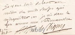Alfred de Vigny: beautiful signed autograph letter, 1838
