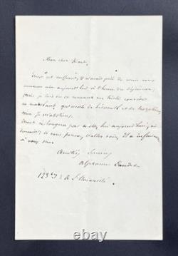 Alphonse DAUDET Autographed letter signed by his brother Ernest & morphine