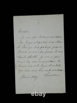Alphonse DE LAMARTINE signed autograph letter 1857