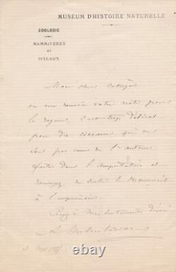 Alphonse MILNE-EDWARDS amputation of a text signed autograph letter