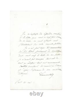 Alphonse de LAMARTINE / Signed Letter / Persian Letters / Montesquieu / 1842