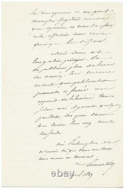 Alphonse de Lamartine / Signed autograph letter / Poetic Meditations 1839