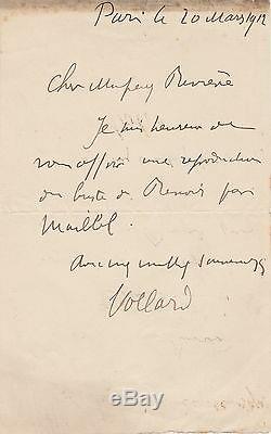 Ambroise Vollard Signed Autograph Letter About The Bust Of Renoir