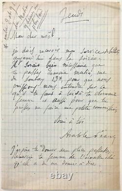 Anatole France Signed Autograph Letter