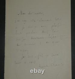 Anatole France. Signed autograph letter to My Dear Master. Quai d'Orsay