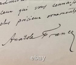 Anatole France: Signed handwritten letter addressed to Julia Daudet