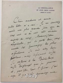 Anatole France: Signed handwritten letter addressed to Julia Daudet