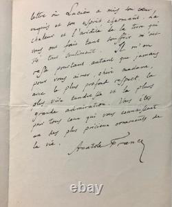 Anatole France: Signed handwritten letter addressed to Julia Daudet