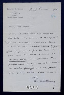 André Antoine to Sacha Guitry - Signed Autographed Letter