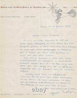 André Breton. Signed autograph letter to Jean Suquet. EROS exhibition. 1960.