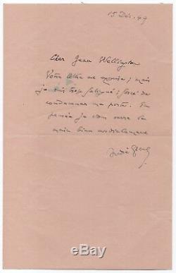 André Gide Autograph Letter Signed December 15, 1949