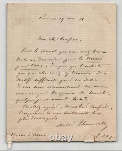 André Theuriet, autograph poem signed, October, autograph letter signed, 1877