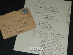 Antoine Bourdelle Signed Letter Of Mourning To François Thiebault 1924