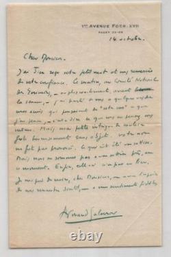 Armand Salacrou, Signed autograph letter to Thierry Maulnier about a Committee 1946