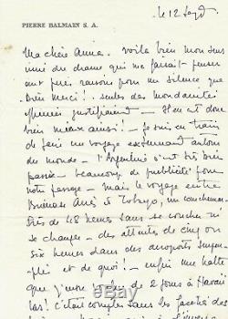 Art Pierre Balmain Autograph Letter Signed In His Beloved Anna Designer