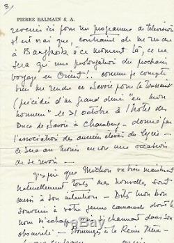Art Pierre Balmain Autograph Letter Signed In His Beloved Anna Designer