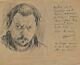 Art Pierre Georges Jeanniot Autograph Letter Signed Drawing Self Portrait