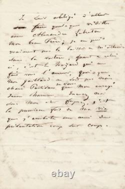 Art by Eugène Isabey, painter, lithographer, watercolorist, autograph letter signed