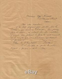 Arthur Rimbaud Autograph Letter Signed At Ugo Ferrandi / Aden April 1888. Harar
