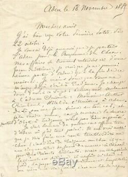 Arthur Rimbaud Autograph Letter Signed To His Family. Aden November 18, 1885