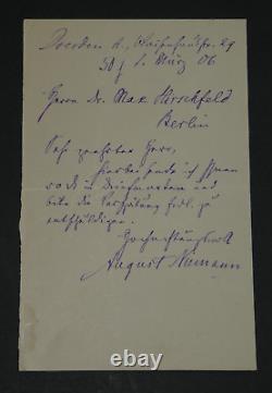 August NIEMANN AUTOGRAPH LETTER SIGNED TO Max HIRSCHFELD, 1806, Dresden