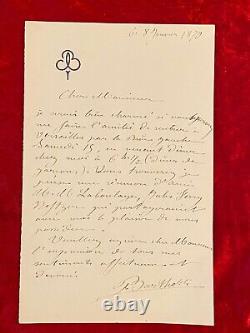 Auguste Bartholdi Letter Authenticator Signee 1870 Rare